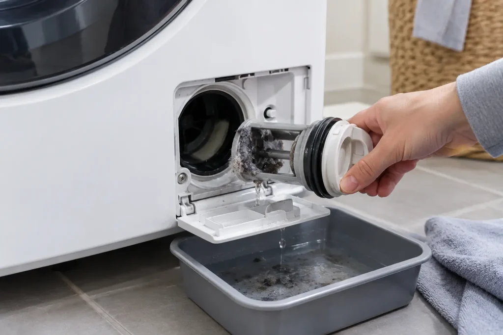 Front load washer display showing one of the common washer error codes